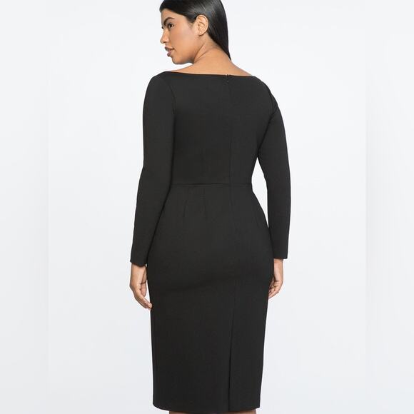 Jason Wu X Eloquii Black Sweetheart Neckline Long Sleeve Midi Sheath Dress - Picture 3 of 10
